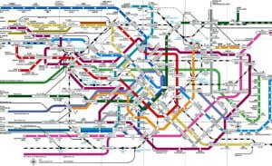 Diagrama de las vías de ferrocarril en Japón