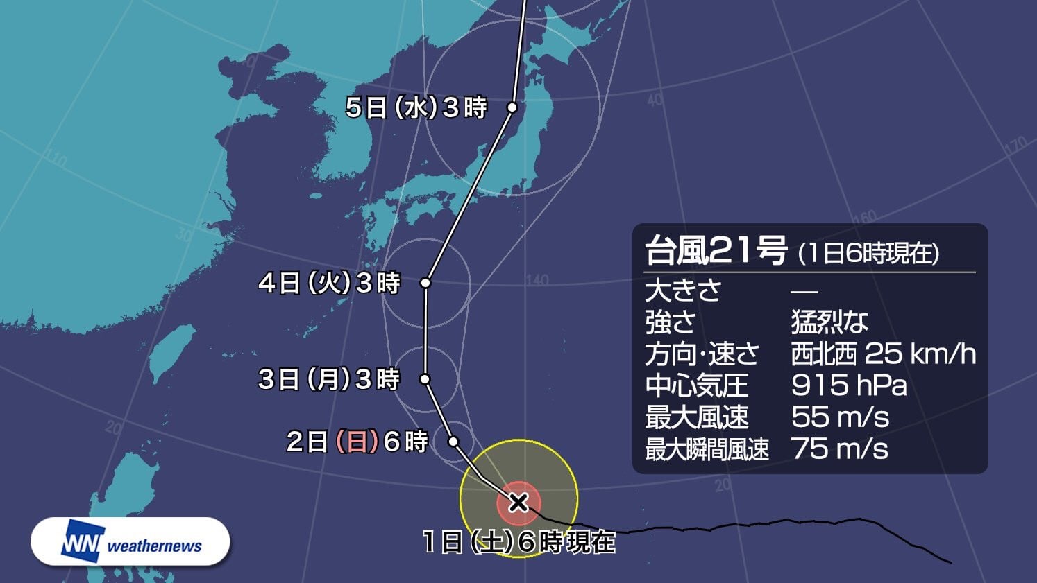 ruta del tifón Jebi